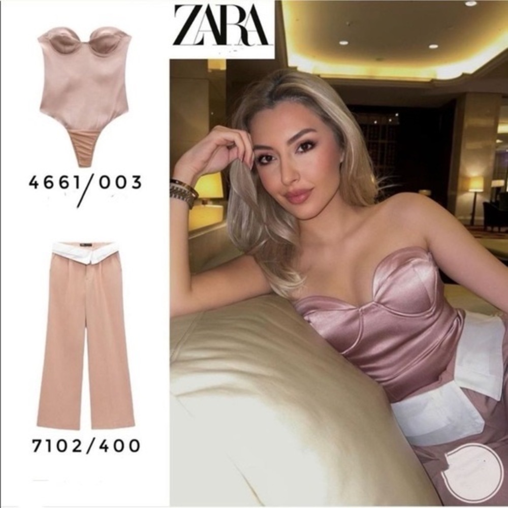 Zara Pink Satin Bustier Top